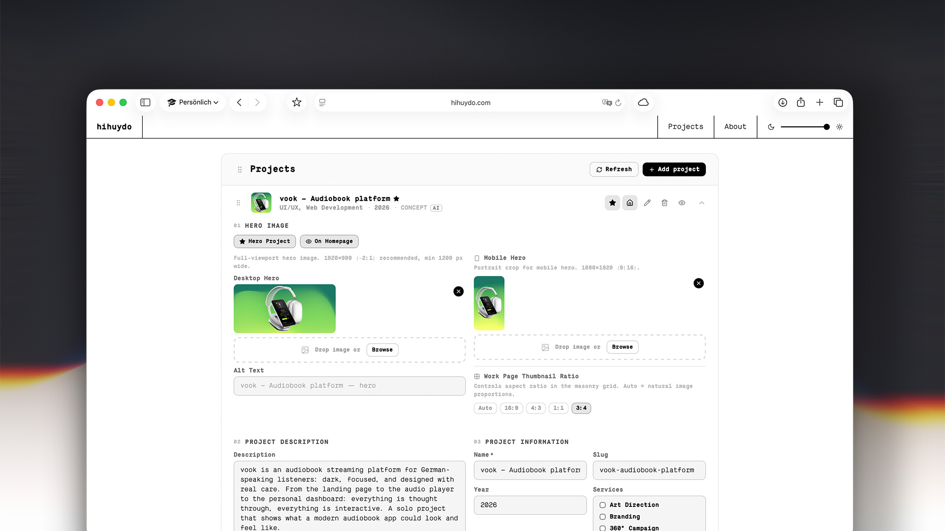 Portfolio website — The work 2